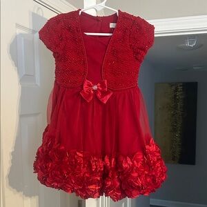 Elegant Red Kids Dress with Floral Accents